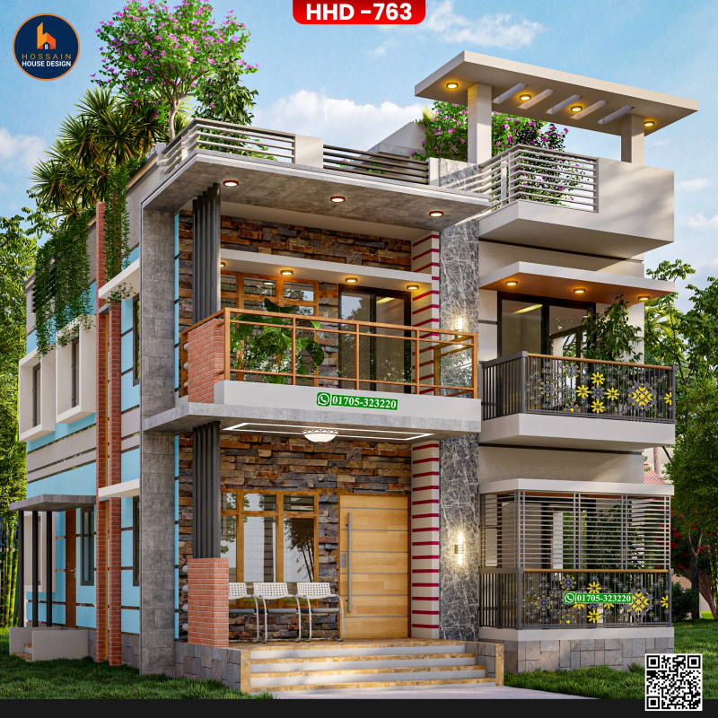 HHD763 Duplex House Design in Nabinagar, Brahmanbaria | Modern 2 Storied Home Plan in Bangladesh