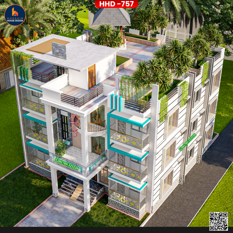 HHD757 Triplex Premium House Design in Rohitpur, Keraniganj | Modern 3 Storied Residential Project in Bangladesh