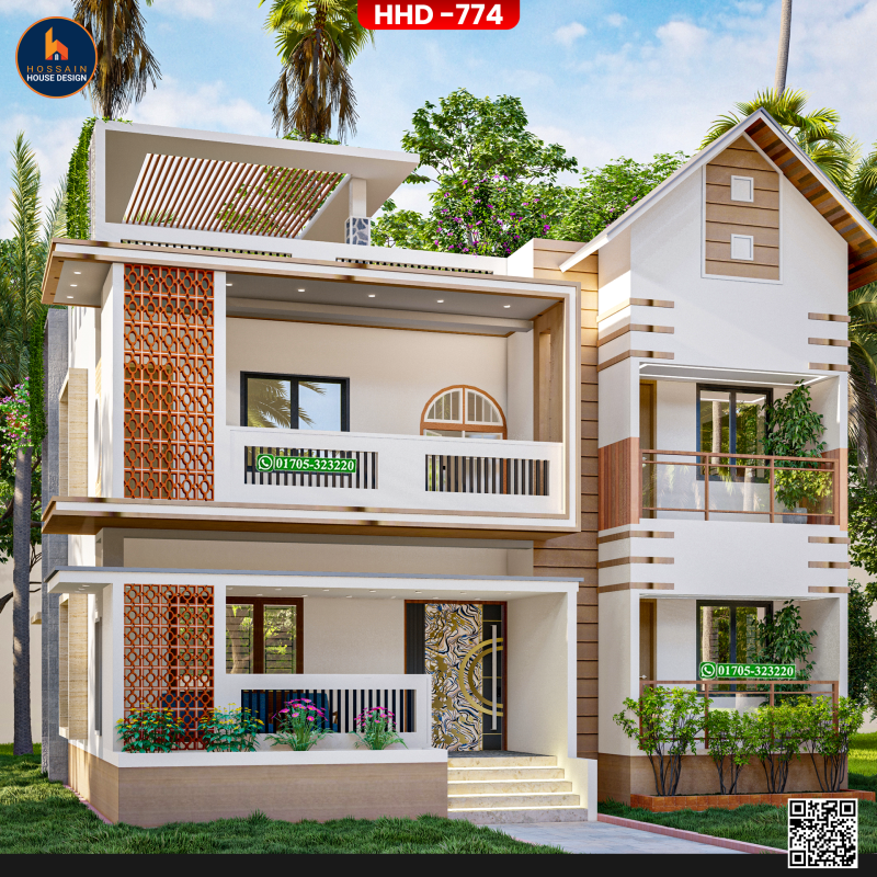 HHD 774 Duplex House Design in Shibchar, Madaripur | Modern 2 Storied Residential Plan in Bangladesh