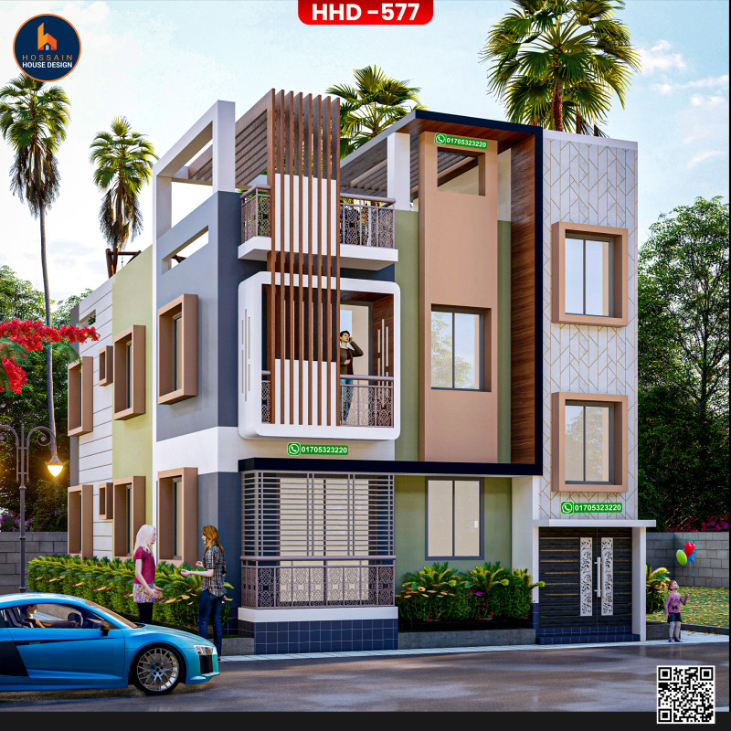 HHD577 | 2 Storied House Design in Phulbari, Kurigram