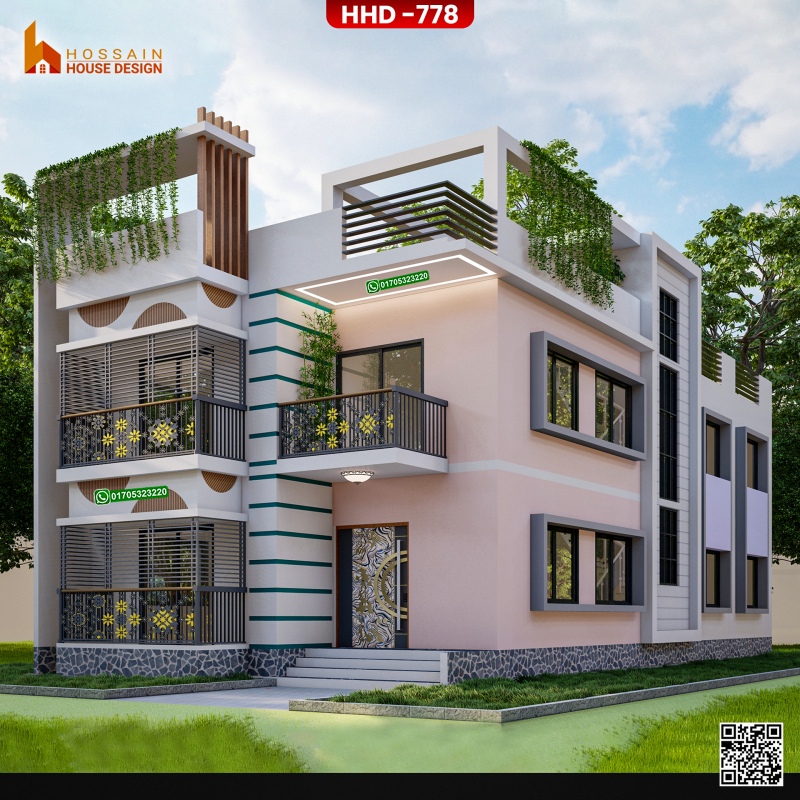 HHD778 Duplex House Design | Modern Duplex Home in Kurirchar, Gournadi, Bangladesh