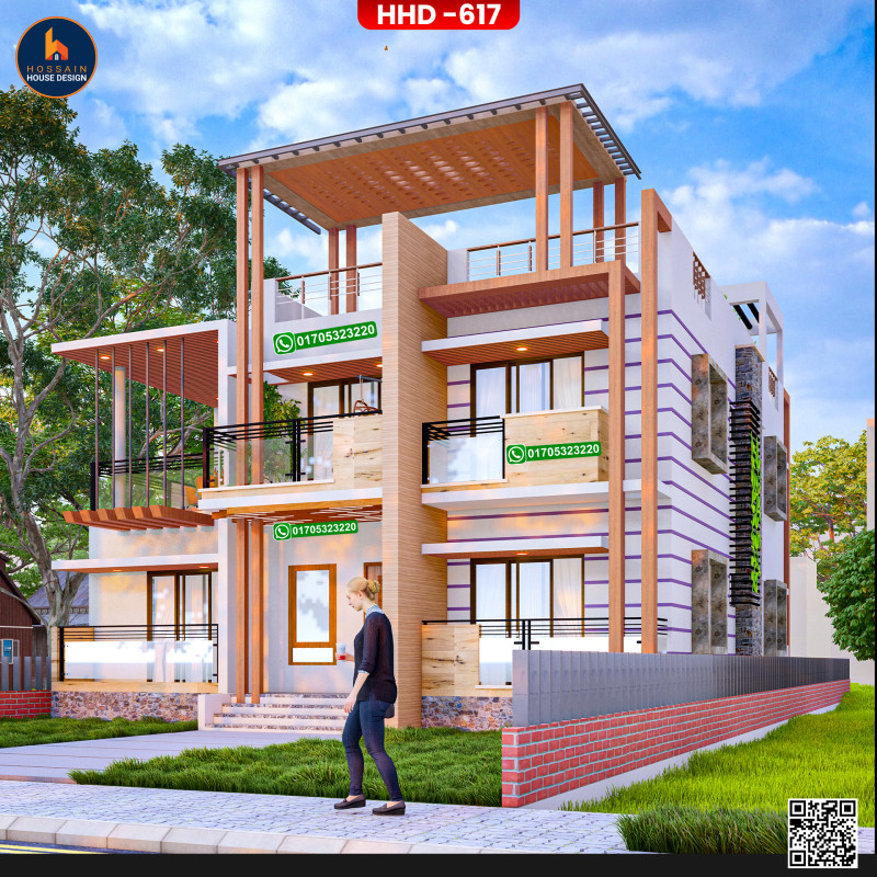 HHD617 Duplex House Design in Comilla | Modern 2 Storied Home Plan BD