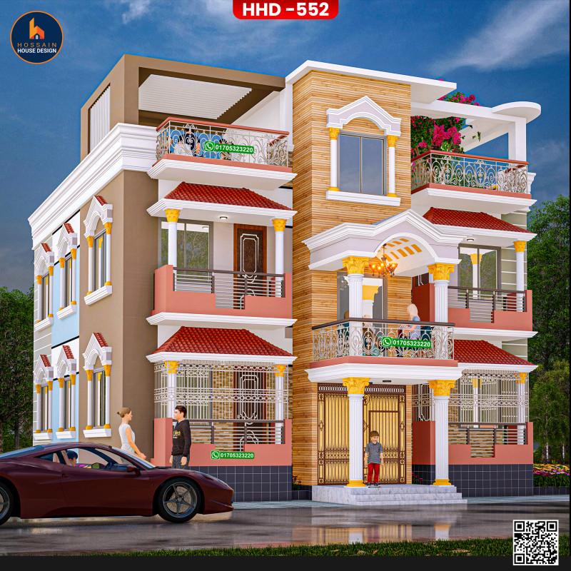 HHD552 – 2 Storied House Design in Bancharampur, Brahmanbaria | Modern RCC Duplex Home Plan in Bangladesh